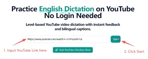 Input YouTube Video Link to Practice English Listening